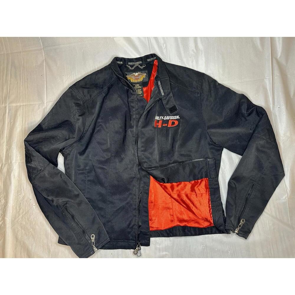 Harley Davidson Canvas Jacket Black Red Lining Women’s XL